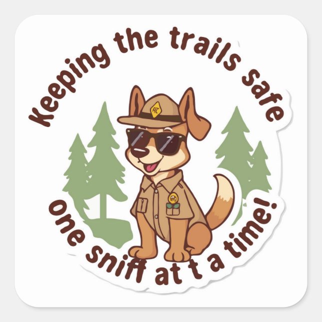 Canine Trail Patrol - Hundes Abenteuer beim Ausnip Quadratischer Aufkleber (Vorderseite)