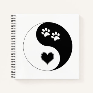 Canine Yin Yang Heart and Dog Paws Notizbuch