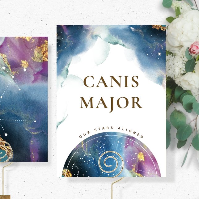 Canis Major Table Sign Celestie Watercolor Thema Einladung (Von Creator hochgeladen)
