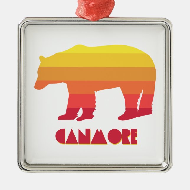 Canmore Alberta Rainbow Bear Ornament Aus Metall (Vorne)