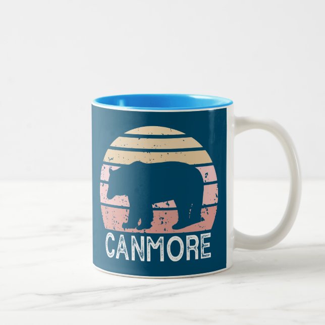 Canmore Alberta Retro Bear Zweifarbige Tasse (Rechts)