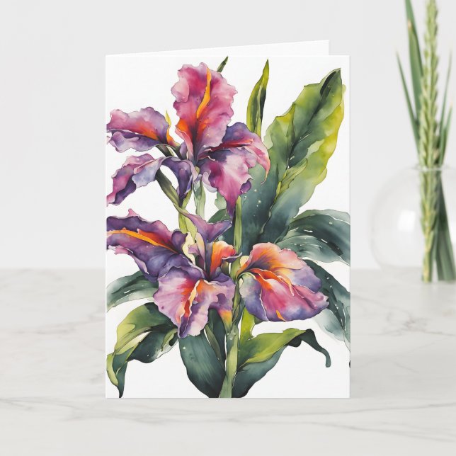 Canna - Aquarellblumen Karte (Vorderseite)