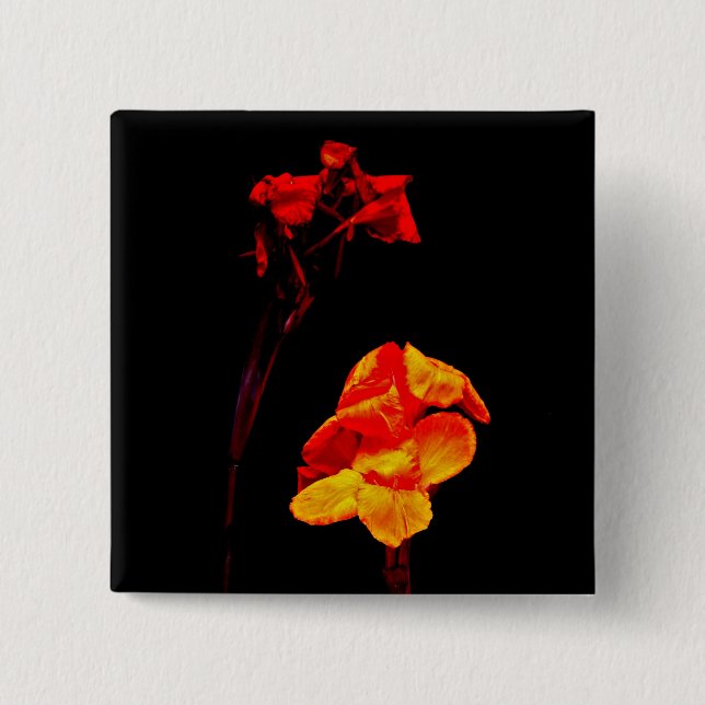 Canna Lilien auf Schwarzem Button (Vorderseite)