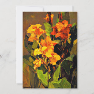 Canna Lilies, Blumengemälde von Franz Bischoff, Karte