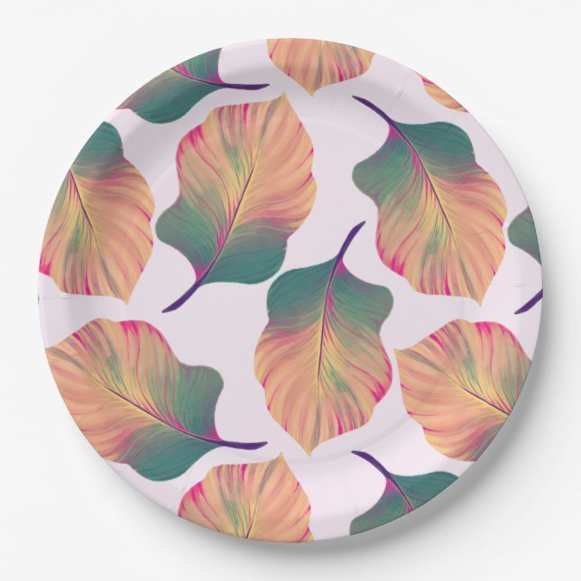 Canna Tropicanna Blätter in Pastel Pappteller (Vorderseite)