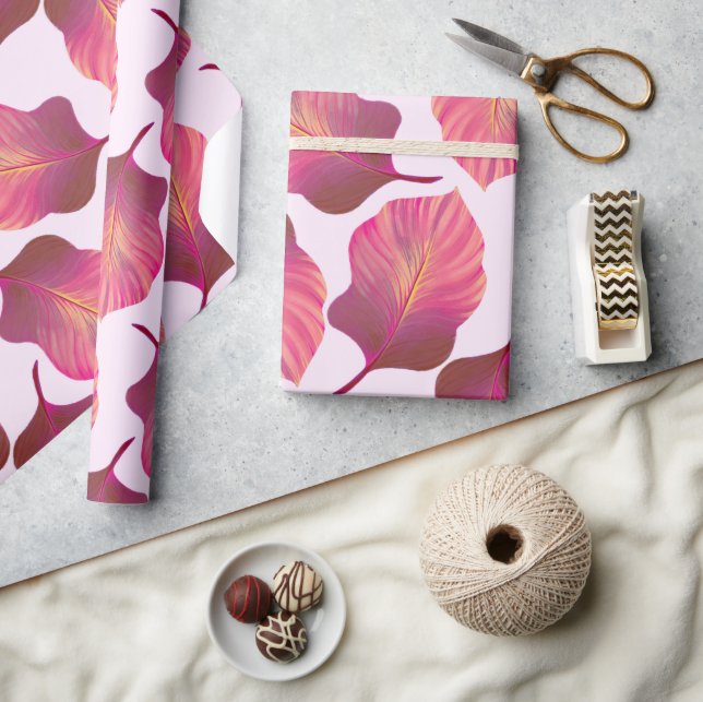 Canna Tropicanna Blätter in Rosa Geschenkpapier (Kunsthandwerk)
