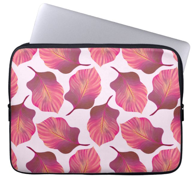 Canna Tropicanna Blätter in Rosa Laptopschutzhülle (Vorderseite)