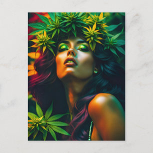 Cannabis Woman Postkarte