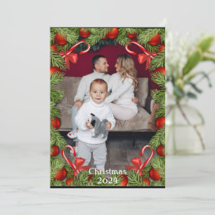 Canne de pin photo nom carte de Noël vacances
