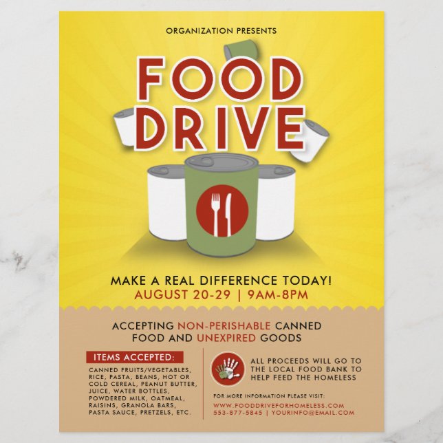 Canned Food Drive Füttre Obdachlosen Fundraiser Fl Flyer (Vorne)