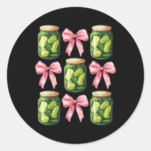 Canned Pickle Coquette Bows Niedlich Jar Girl Wome Runder Aufkleber