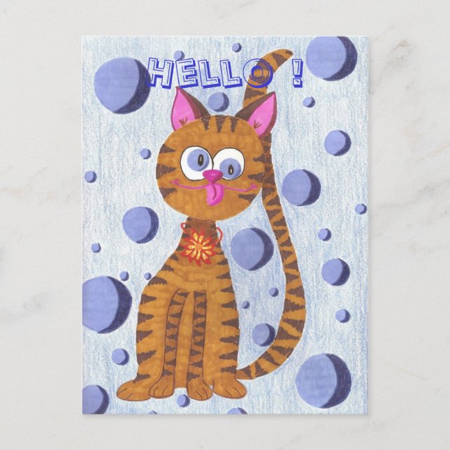 Cannelle die Katze "Hallo!" Postkarte (Vorderseite)
