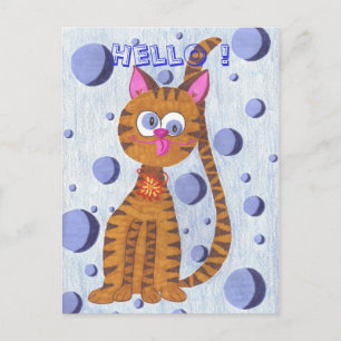 Cannelle le chat "Bonjour !" carte postale