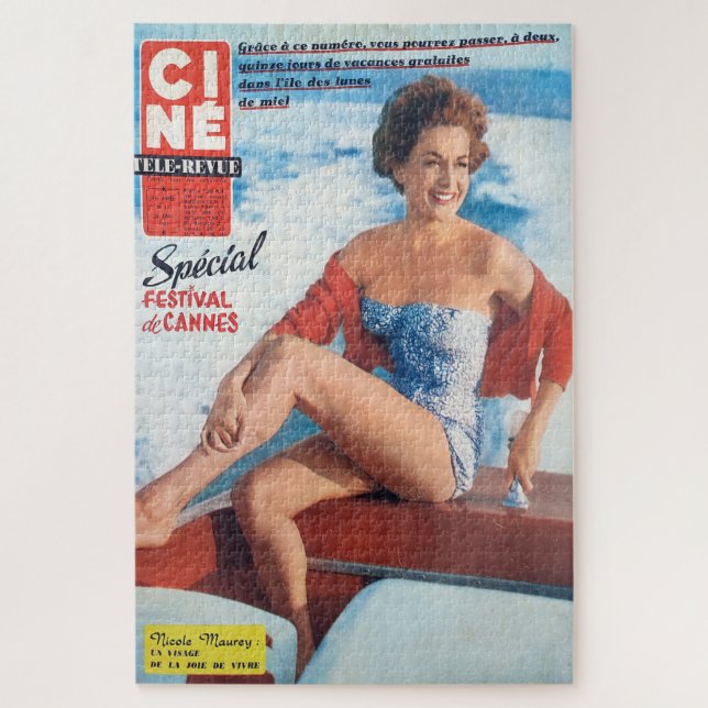 Cannes Beach Babe im Stil der 60er Jahre. (Vertikal)