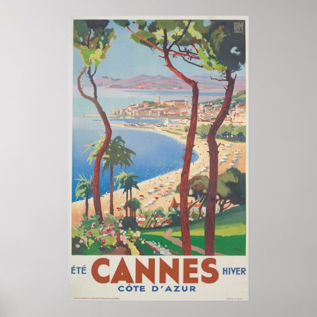 Cannes Beach - Cote d'Azur, Ete Hiver Poster (Vorne)