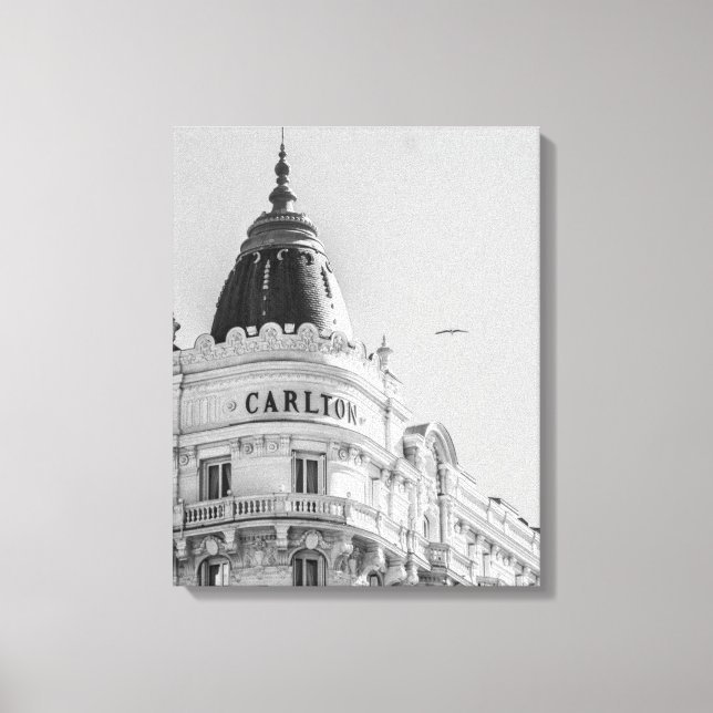 Cannes bnw Foto von Carlton Hotel Leinwanddruck (Vorderseite)