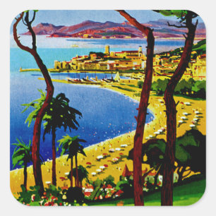 Cannes ~ Cote d'Azur Quadratischer Aufkleber