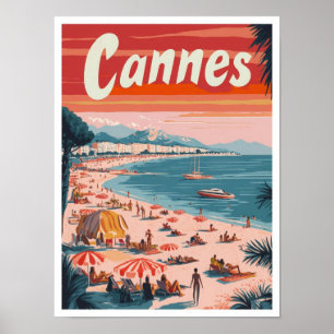 Cannes France Art Vintage Reise - Illustration Poster