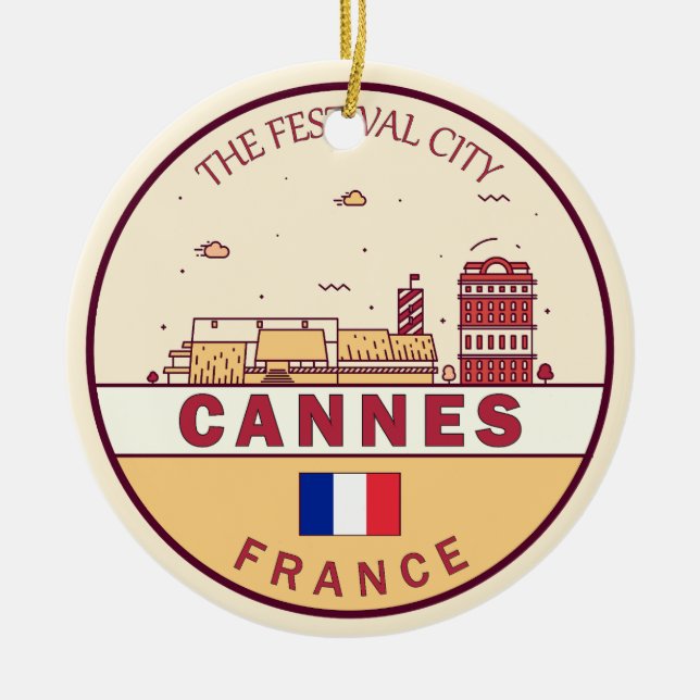 Cannes France Skyline Emblem Keramik Ornament (Vorne)