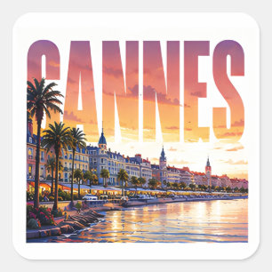 Cannes Frankreich Riviera Goldene Küste Quadratischer Aufkleber