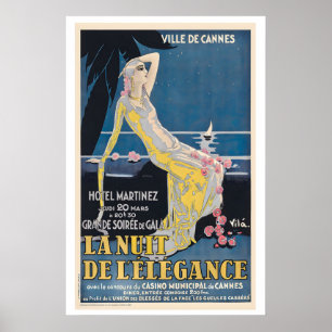 Cannes Französische Riviera Nacht der Eleganz Vint Poster
