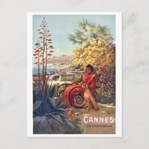 Cannes, Lady mit ihrem Hund im Garten Postkarte