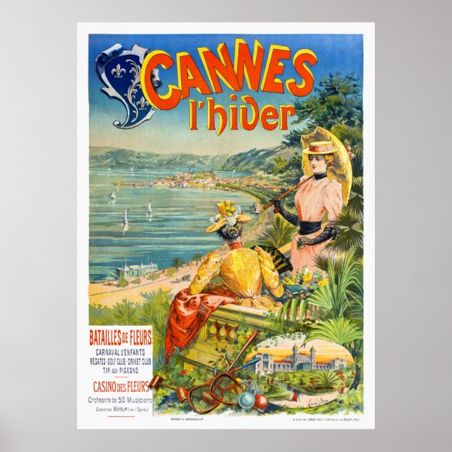 Cannes l'hiver France Vintage Travel Poster (Vorne)