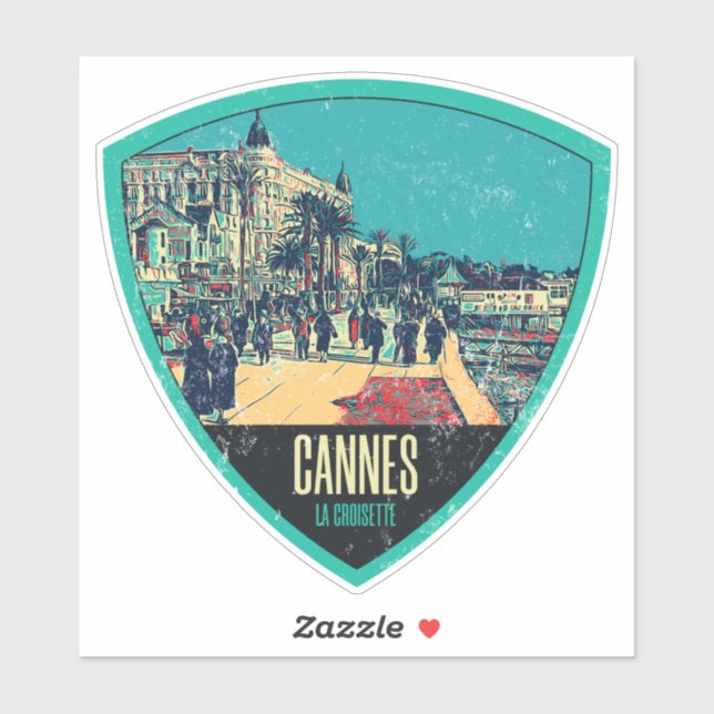 Cannes Stadt Frankreich Vintage Sicht auf Croisett Aufkleber (Blatt)