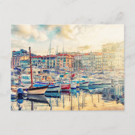 Cannes Stadt im Abend Postkarte