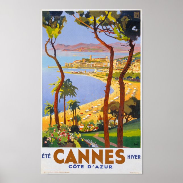 Cannes Vintage Travel Poster (Vorne)