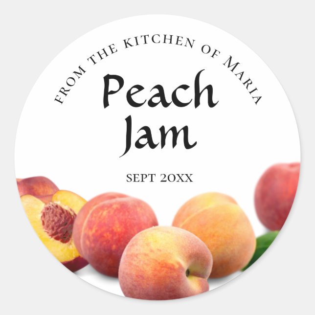 Canning Round Label Peach Jam Runder Aufkleber (Vorderseite)