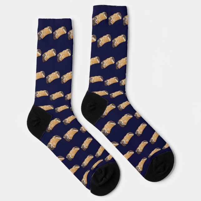 Cannoli auf navyblauem Hintergrund Socken (Rechts)