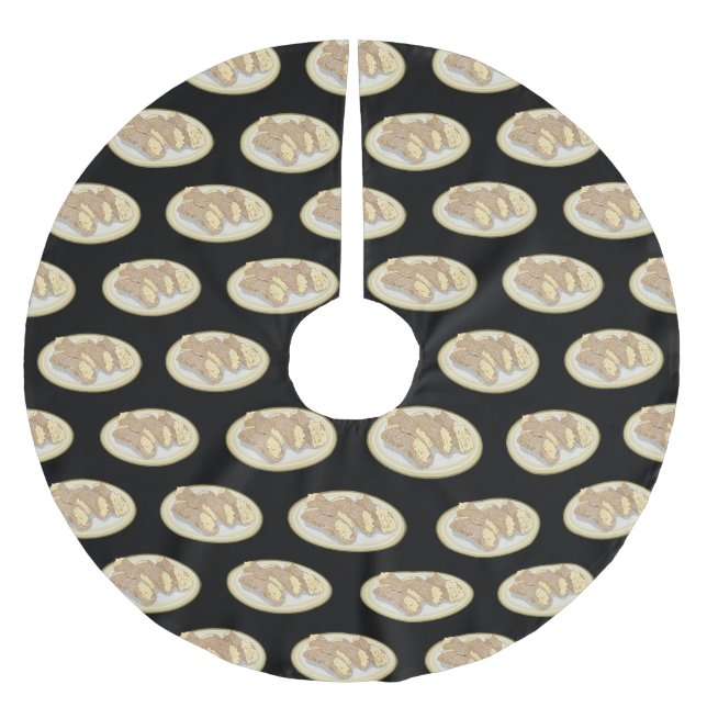 Cannoli-Cartoon-Abbildung Polyester Weihnachtsbaumdecke (Vorderseite)