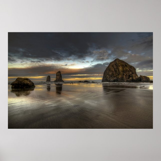 Cannon Beach Low Tide Oregon Pacific Ocean Poster (Vorne)