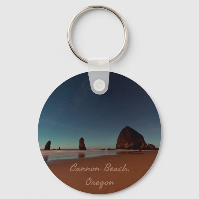 Cannon Beach Oregon Haystack Rock Schlüsselanhänger (Vorderseite)