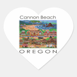 Cannon Beach ~ Oregon Herz-Aufkleber