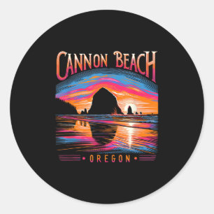 Cannon Beach Oregon Reisen Sommerurlaub Familie Runder Aufkleber