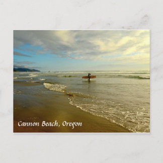 Cannon Beach Oregon Surfer Sunset Postcard Postkarte