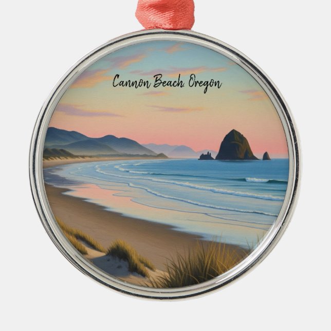 Cannon Beach Oregon Travel Ornament Aus Metall (Vorne)