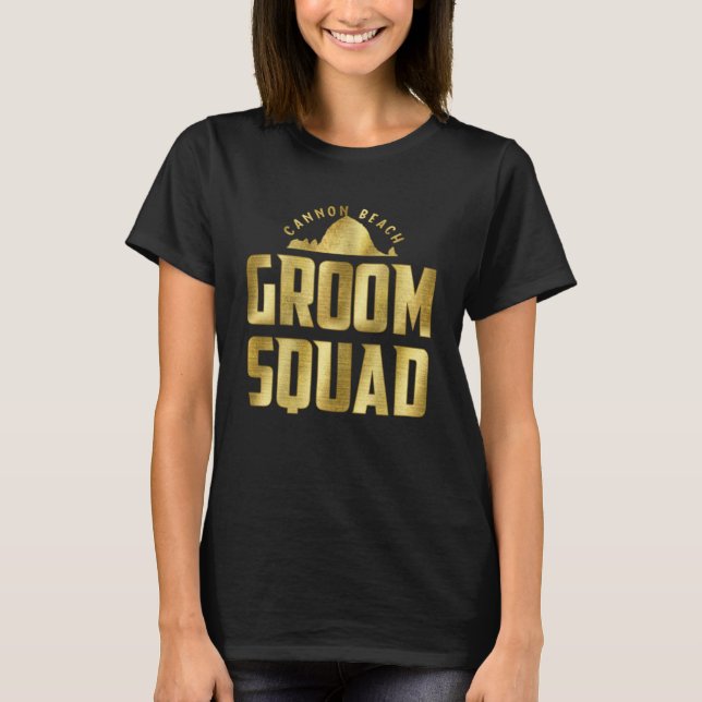 Cannon Beach Oregon Wedding Groom Squad T-Shirt (Vorderseite)