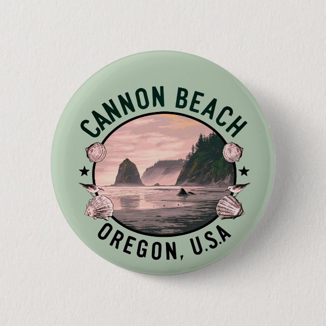 Cannon Beach Retro Vignette Button (Vorderseite)