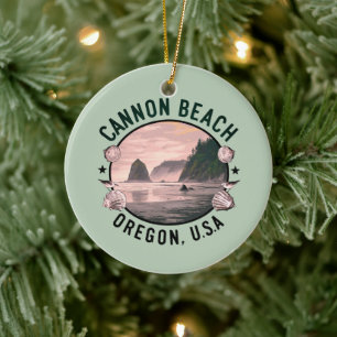 Cannon Beach Retro Vignette Keramik Ornament
