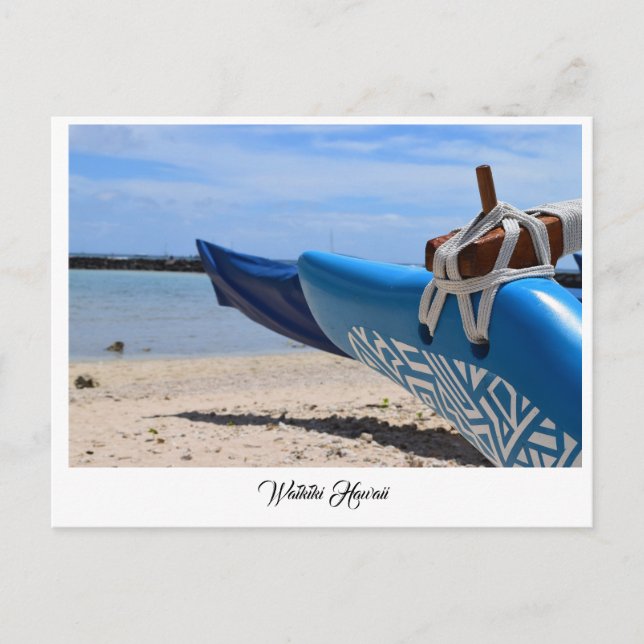 Canoë Outrigger sur Waikiki Beach Hawaii Carte pos (Devant)