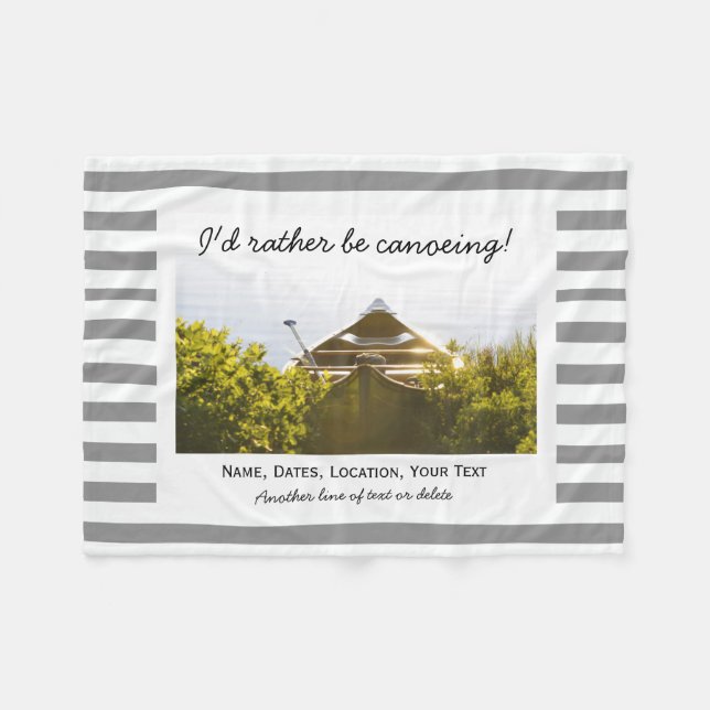 Canoeing Canoeing Foto Grau & White Stripes Fleecedecke (Vorderseite (Horizontal))