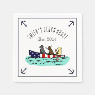 Canoeing Labrador Beach House Paper Napkins Serviette
