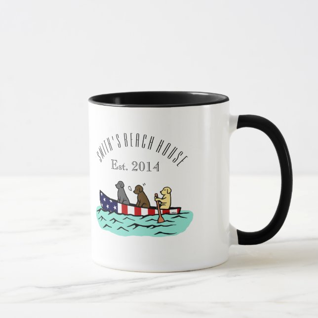 Canoeing Labrador-Strand-Haus-Tasse Tasse (Rechts)