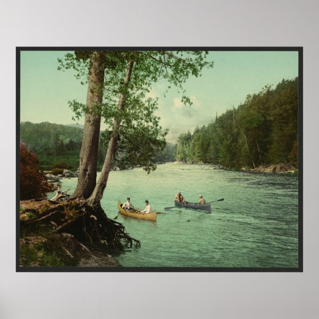 Canoeing on an Adirondack Mountain Stream Poster (Vorne)