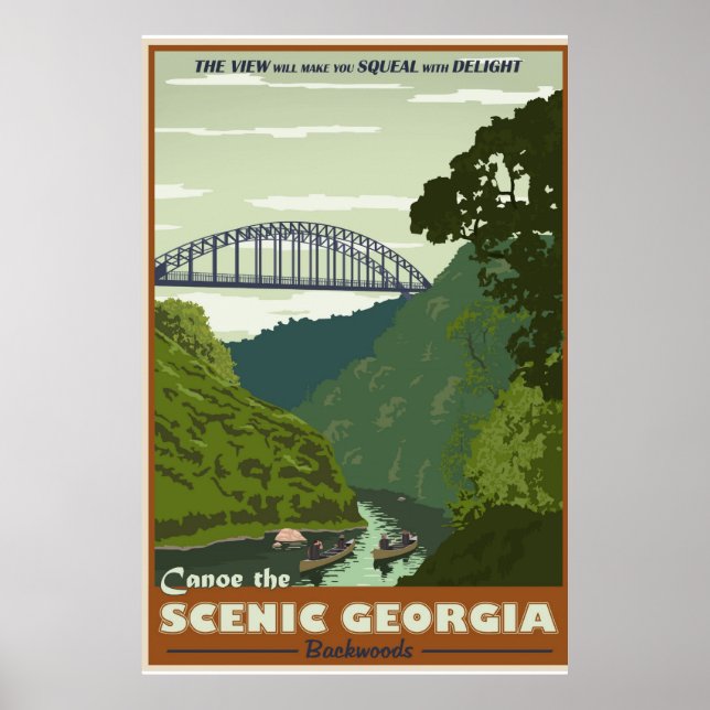 Canoeing Vintage Travel Poster (Vorne)