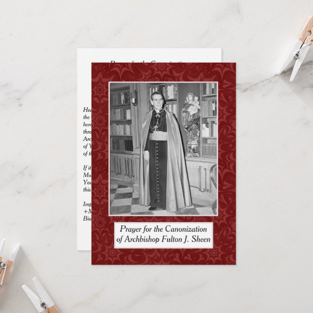 CANONIZATION ARCHBISHOP FULTON SHEEN PRAYER CARD KARTE (Vorderseite/Rückseite Beispiel)