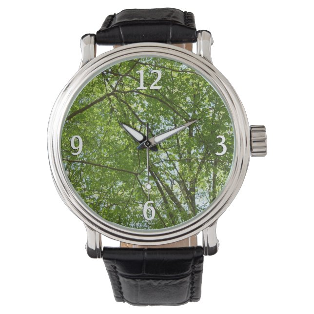 "Canopy of Spring Blätter Green Nature Scene Armbanduhr (Vorderseite)